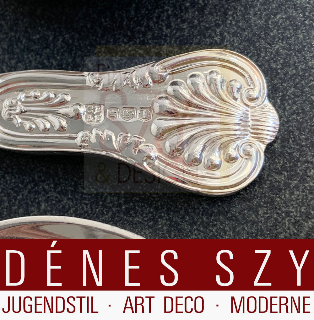 Sei cucchiai da brodo rotondi, modello King, Esecuzione: Cooper Brothers & Sons Ltd., Sheffield 1971, argento sterling