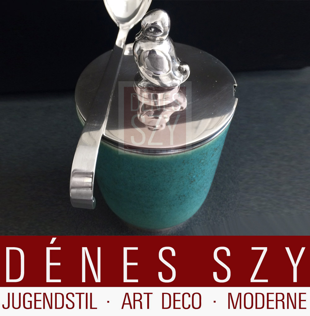 Evald Nielsen Sterling Silber Saxbo Keramik Dose Denmark