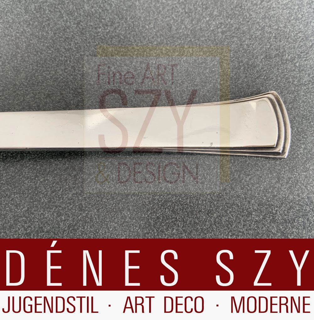 Cucchiaio da dessert, posate in argento Art Déco forgiato a mano, Modello # 32 CONGO, FATTO A MANO, Design: Aage Weimar, Esecuzione: argentiere Evald Nielsen, Danimarca, argento 830/925