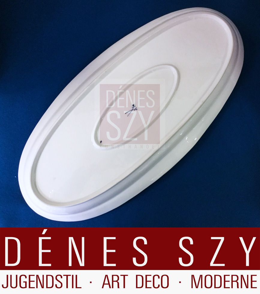 Jugendstil Porzellan Fischplatte Meissen Fluegelmuster