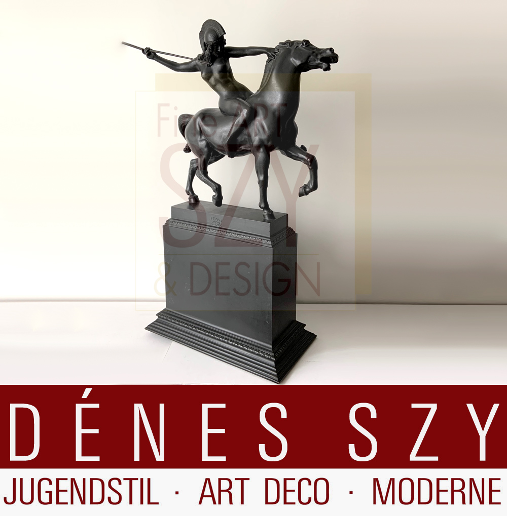 Amazzone a cavallo, bronzo, Design: Franz von Stuck 1897, Esecuzione: Cosmas Leyrer, Monaco di Baviera Germania dopo il 1905, bronzo a patina nera