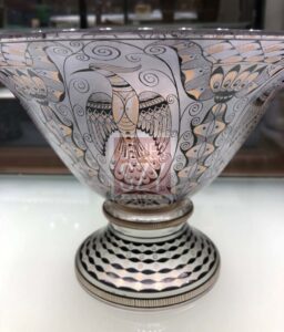 Art Deco Glas Fußschale von Alfred Walter, Steinschoenau um 1913-14