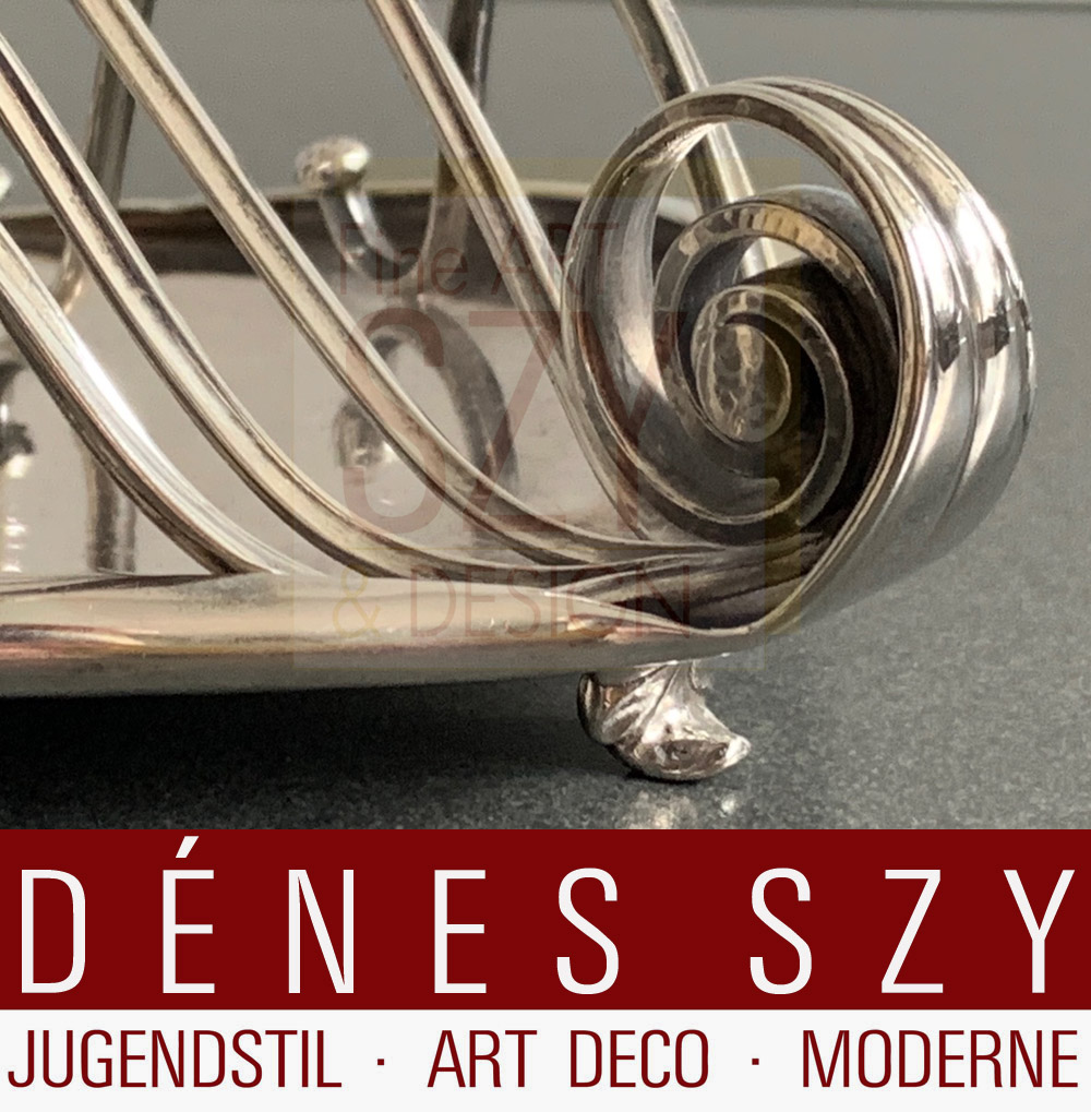 Pre-war Porta toast Art Déco # 510, Design: Gustav Pedersen circa 1927, Esecuzione: argentieri Georg Jensen, Copenaghen 1933-44, Danimarca, Argento sterling