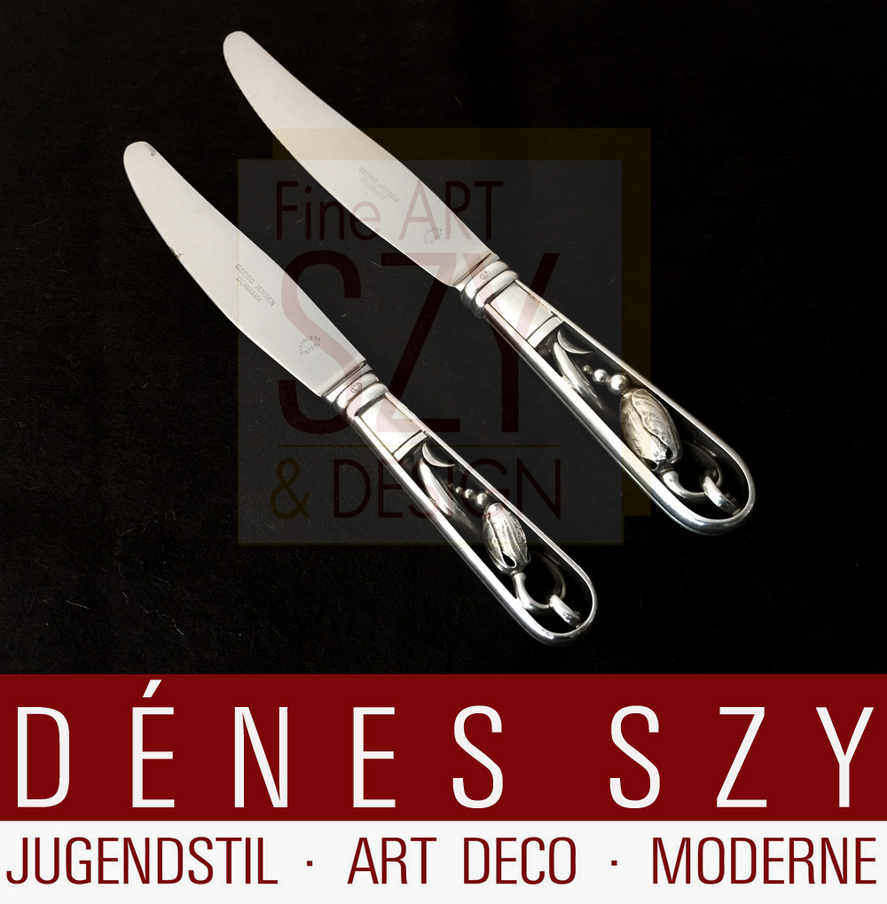 Posate, posate d'argento, motivo Magnolia, collezione BLOSSOM n. 84, Design: Georg Jensen 1919, Esecuzione: argentieri di Georg Jensen, Copenaghen, Danimarca, Argento 925