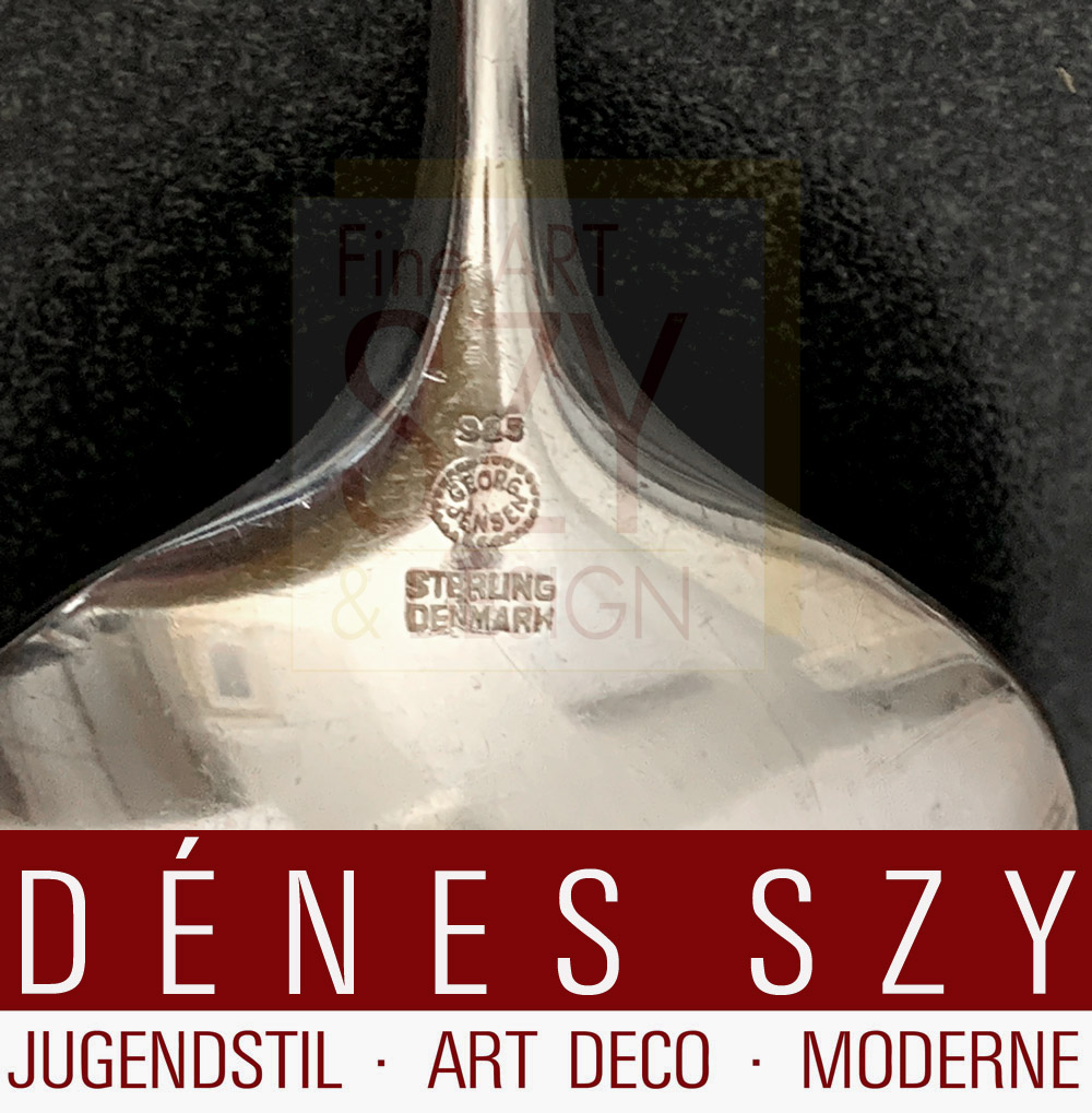 Servizio di posate per 6 persone, modello Cypress / Cypres #99, 30 parti, Modello: Tias Eckhoff 1954, Esecuzione: argentieri Georg Jensen, Copenaghen anni '50 circa, argento sterling