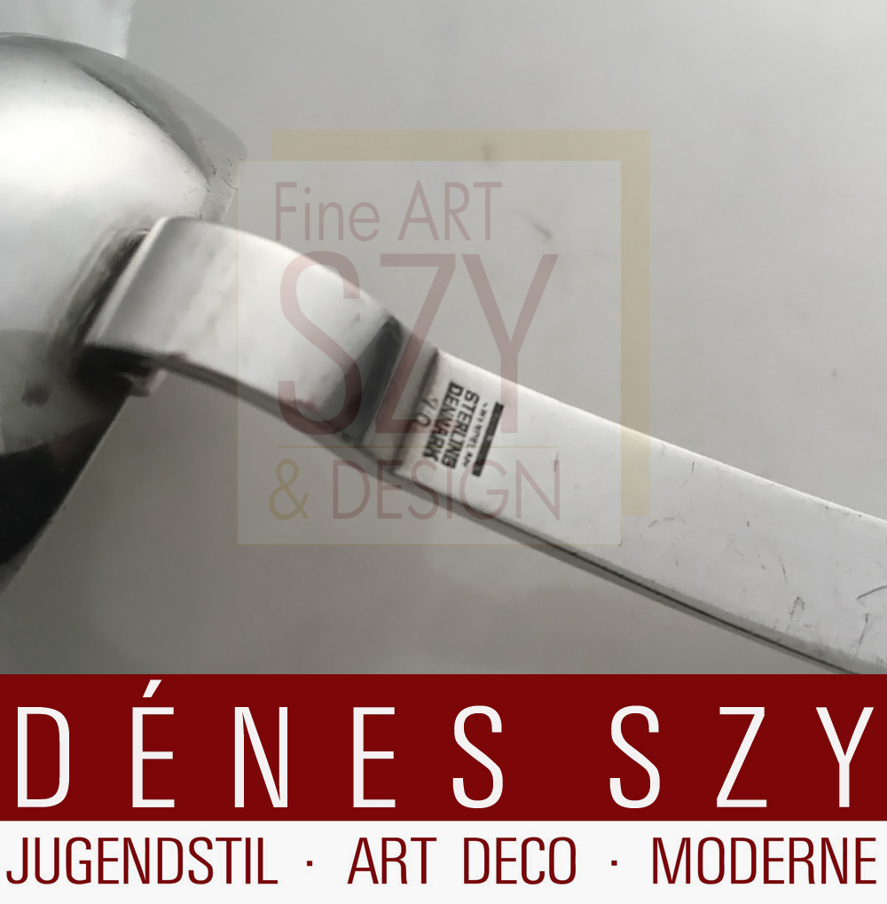 Mestolo per salsa in argento Art Deco, Modello di posate numero 70, Design: probabilmente Harald Nielsen degli anni '30, Esecuzione: argentiere Georg Jensen, Copenhagen Danimarca 1945-51, Jensen e Wendel