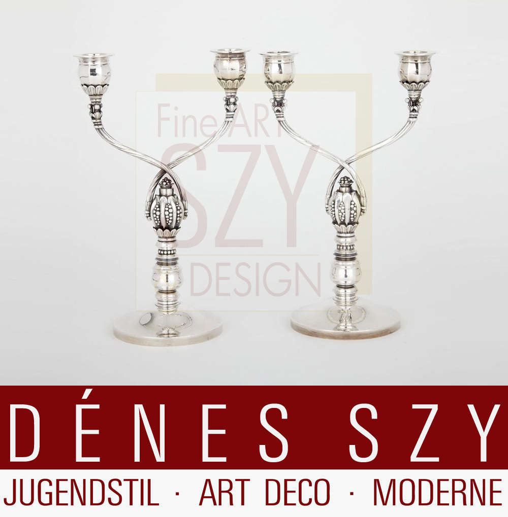 Georg Jensen coppia di candelabri 343 in argento Johan Rohde