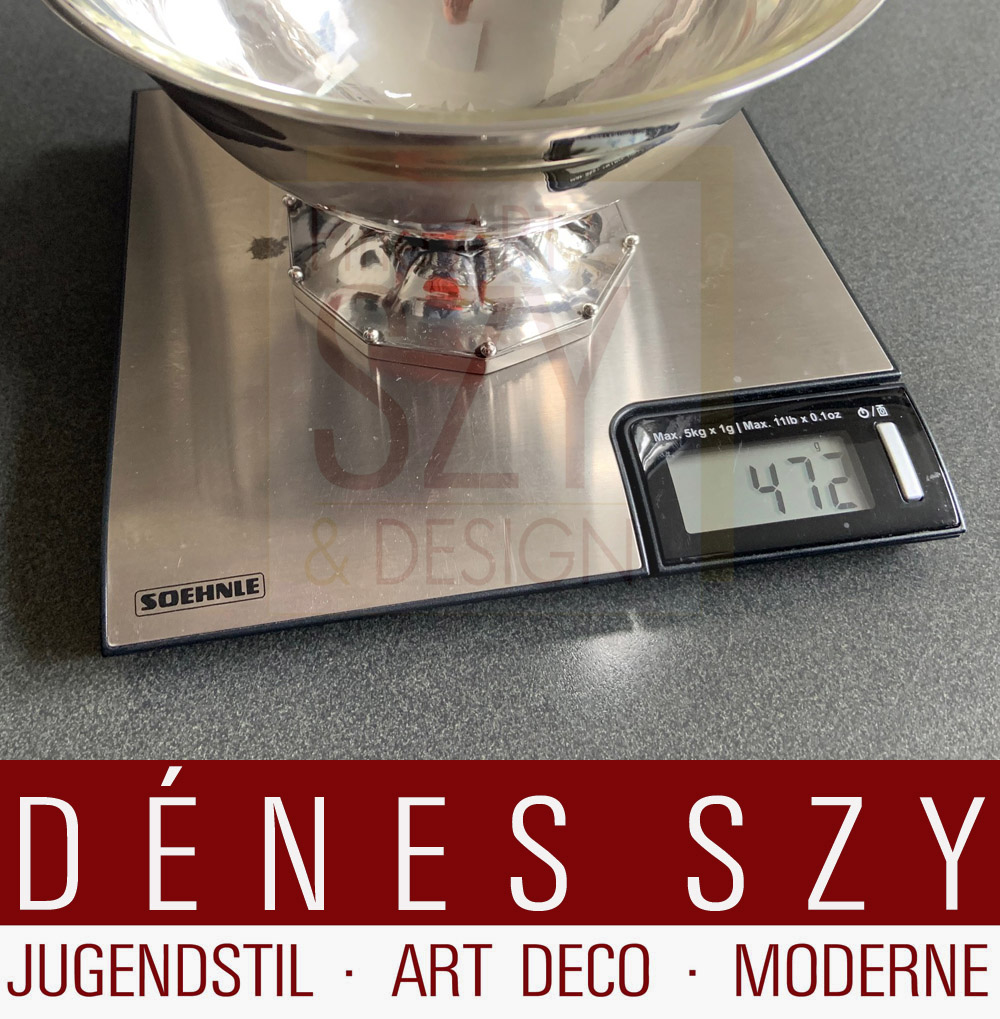 Ciotola dessert, frutta, panna #424 con inserto in vetro cristallo originale, Design: Johan Rohde ca. 1920, Georg Jensen, Copenaghen Danimarca 1933-44, Argento 925