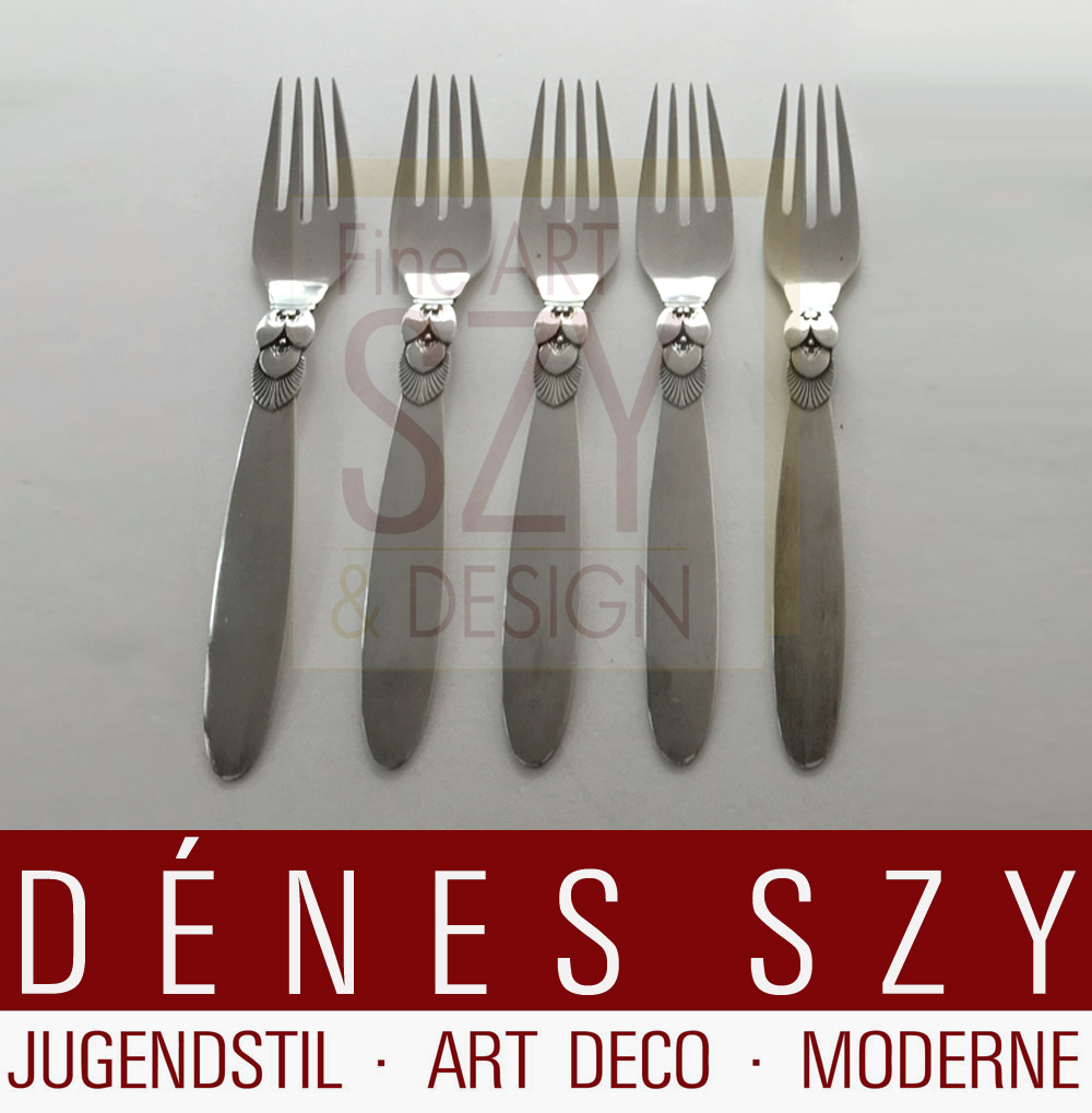 Forchetta per insalata extra rare, modello: KAKTUS / CACTUS, Design: Gundorph Albertus 1930, Esecuzione: argentiere Georg Jensen, Copenhagen 1933-44, argento sterling, pre war
