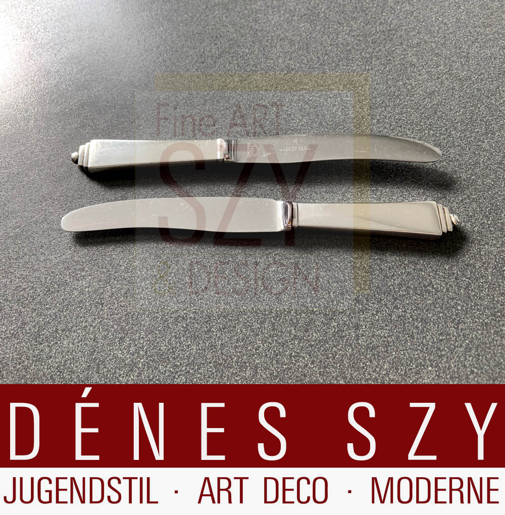 Coltello da frutta Art Déco con lama in acciaio, Modello: piramide 15, Design: Harald Nielsen 1927, Esecuzione: argentieri Georg Jensen, Copenaghen circa 1950, Danimarca, Argento sterling