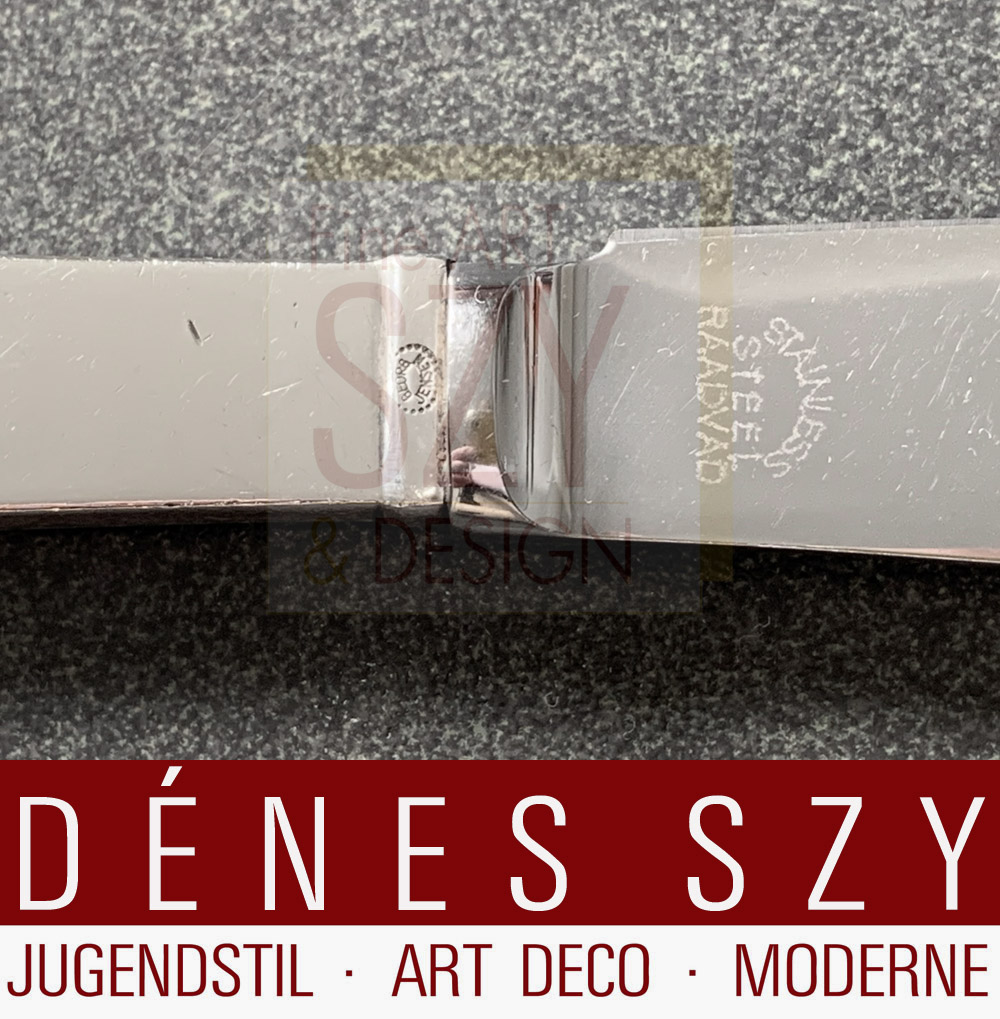 Coltello da frutta Art Déco con lama in acciaio, Modello: piramide 15, Design: Harald Nielsen 1927, Esecuzione: argentieri Georg Jensen, Copenaghen circa 1950, Danimarca, Argento sterling