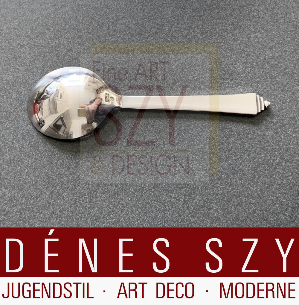 Cucchiaio da brodo, Posate, posate da tavola, posate in argento Art Déco, Modello: piramide # 15, Design: Harald Nielsen 1927 - disegno: piramide, Esecuzione: Georg Jensen argentieri Copenaghen 1933-44, Danimarca, argento sterling