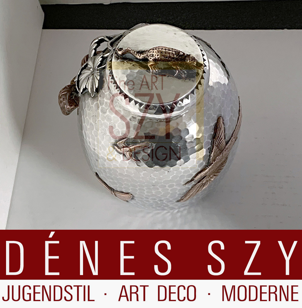 Mixed metal Teedose Gorham Mfg. Co. D#63 N, Sterling Silber,