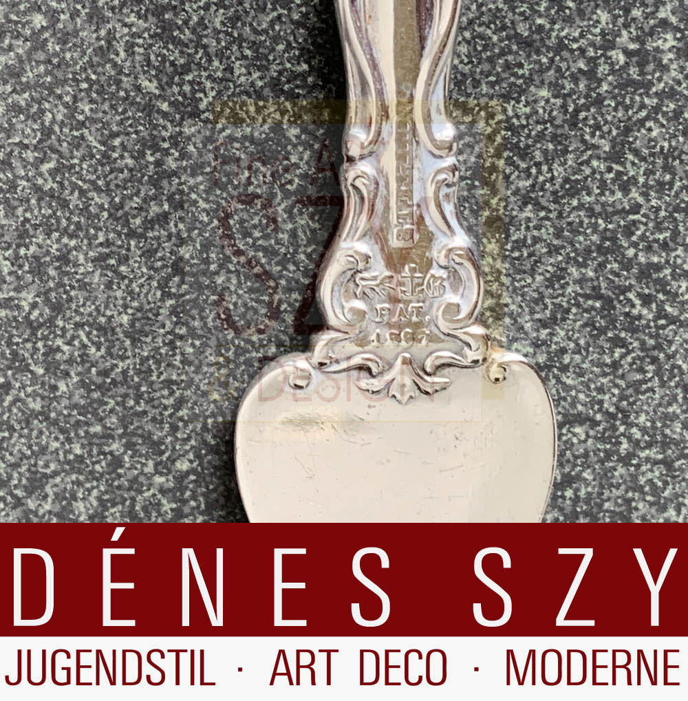 Coltello da burro in argento sterling, modello Strasburgo, argento pieno, Design ed esecuzione: Gorham Company, Providence / Rhode Island USA, argento sterling, introdotto nel 1897