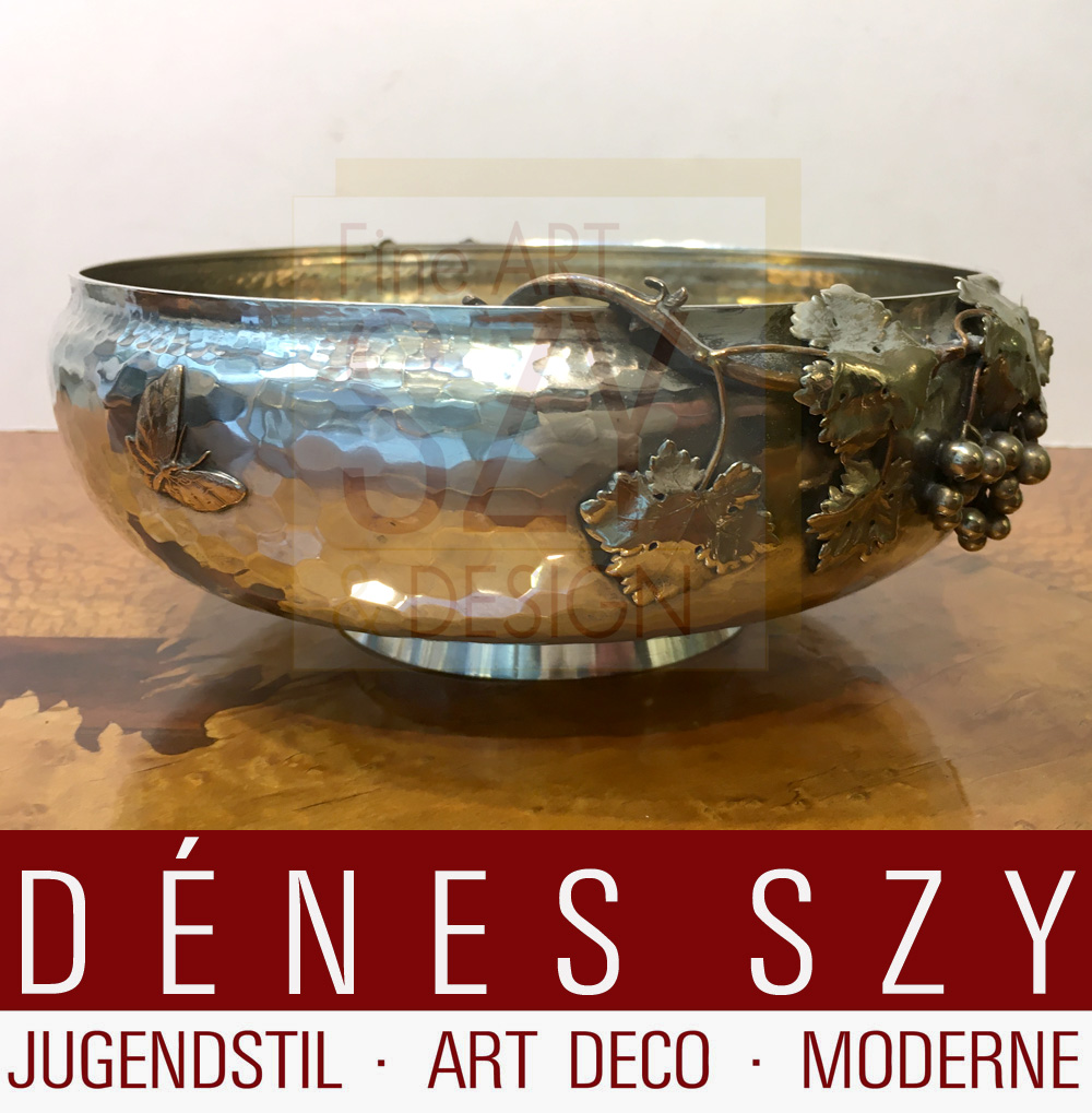 Ciotola mixed metal con decoro giapponese, Design ed esecuzione: Gorham Company, Providence / Rhode Island USA 1882, argento sterling e metallo misto