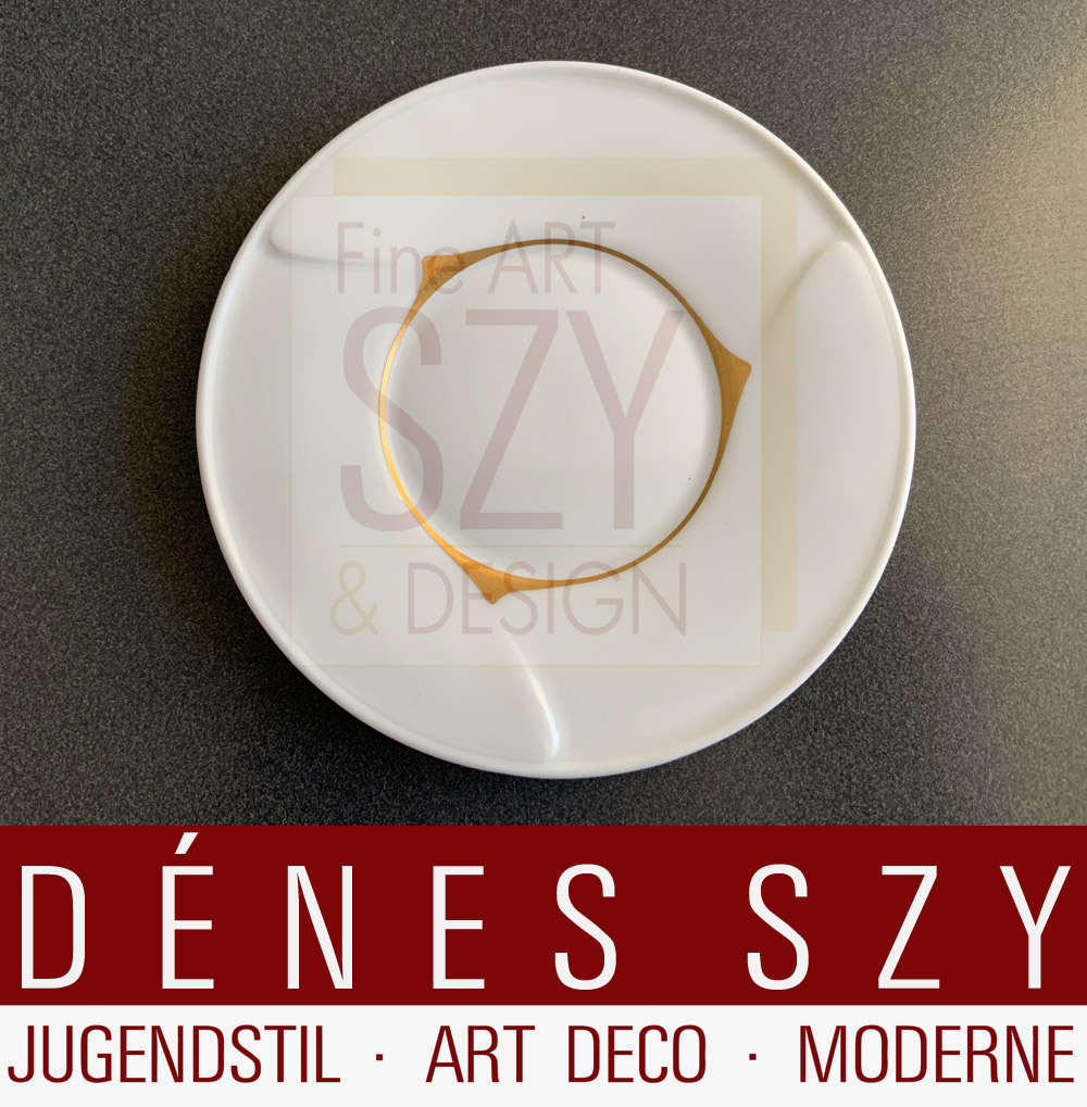 Piattino per tazza di moka, sottocoppa, Modello: Frustata in oro, Porcellane Meissen Art Nouveau, Design: Henry van de Velde 1903/04, Esecuzione: manifattura statale di porcellana Meißen, Meißen intorno al 1905-10, Germania