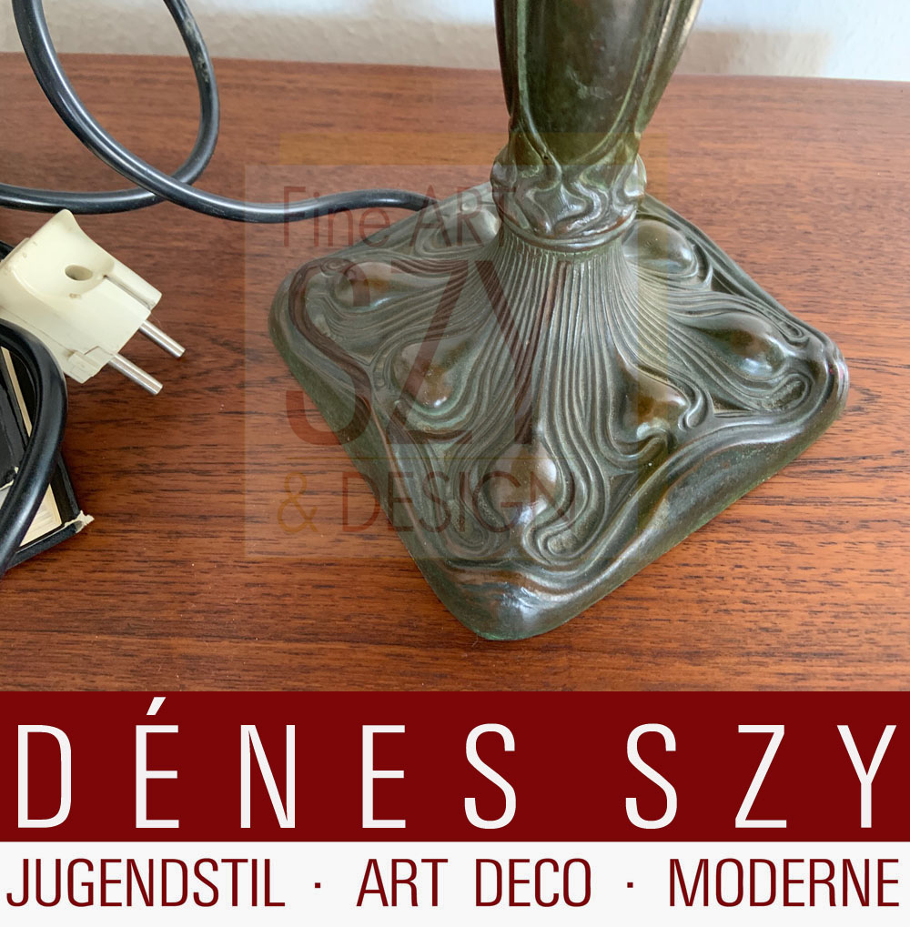 Lampada da tavolo in vetro epoca Arts and Crafts di Handel USA intorno al 1900