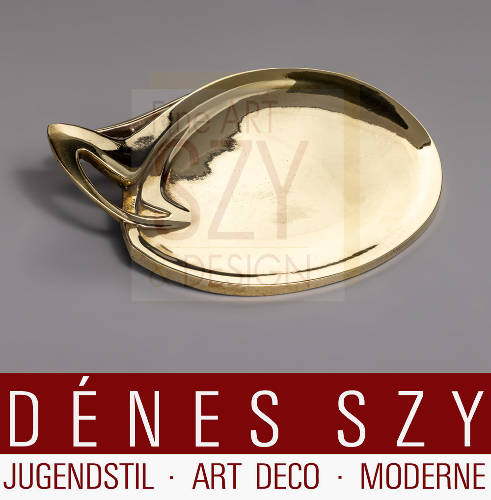 Henry van de Velde Messing Visitenkartenhalter 1898 mit Inschrift der Ausstellung La libre esthetique in Bruessel 1900