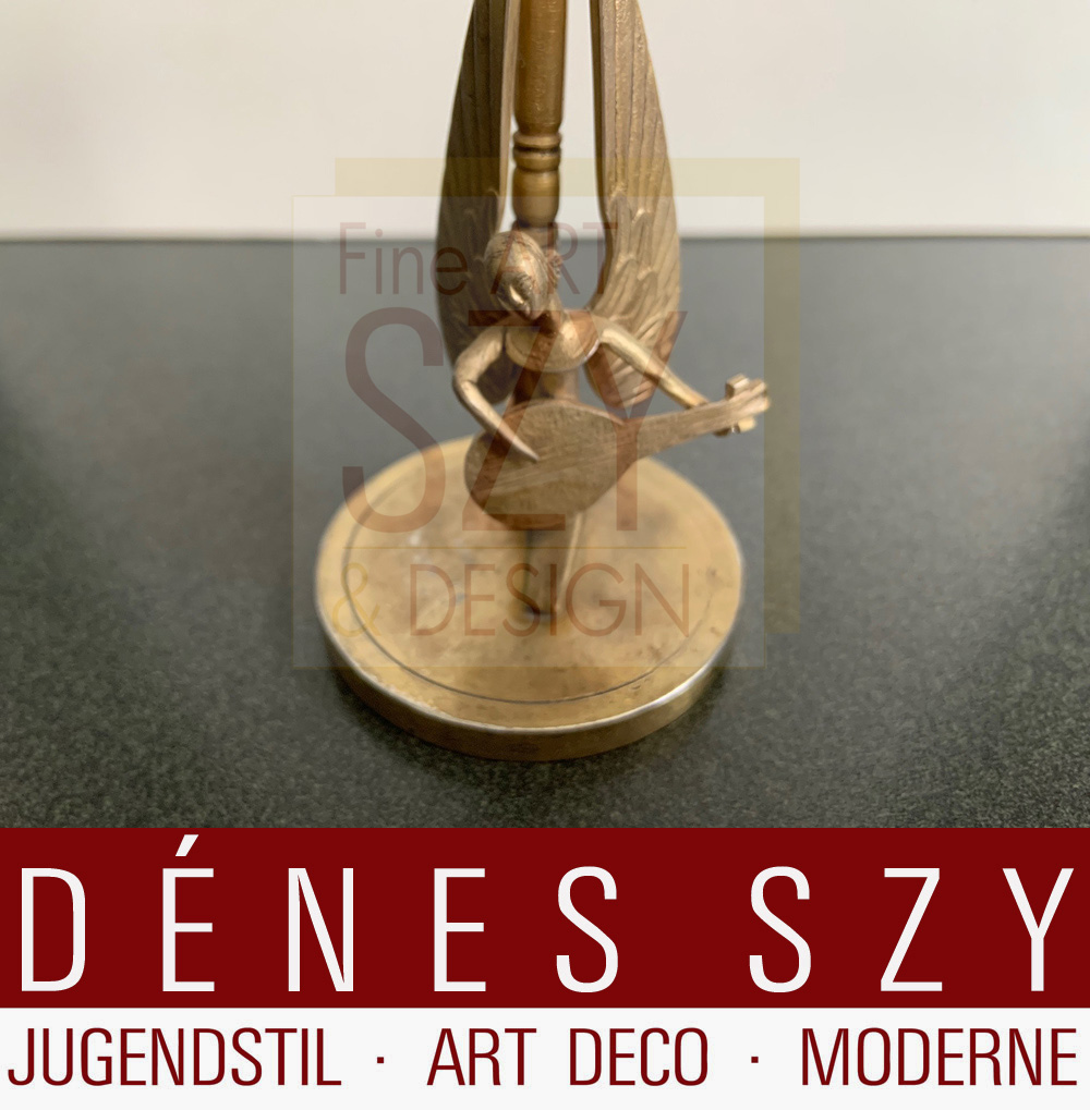 Candeliere cappella dell'angelo - chitarrista, Progettazione ed esecuzione: Herbert Zeitner, Lüneburg 1940s, Argento 925 placcato in oro