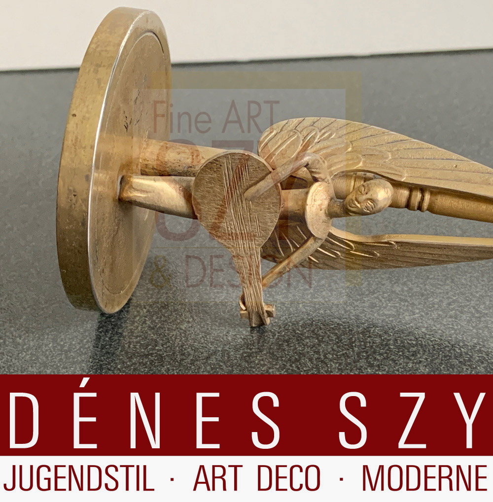 Candeliere cappella dell'angelo - chitarrista, Progettazione ed esecuzione: Herbert Zeitner, Lüneburg 1940s, Argento 925 placcato in oro