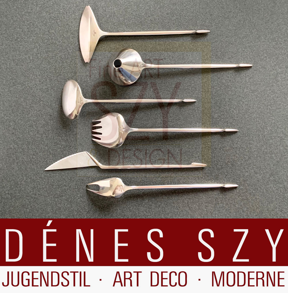 Mid Century modern Set di posate a servire antipasti, Design: Vagn Aage Hemmingsen 1957, Frantz Hingelberg, Kolding Danimarca, Argento 925