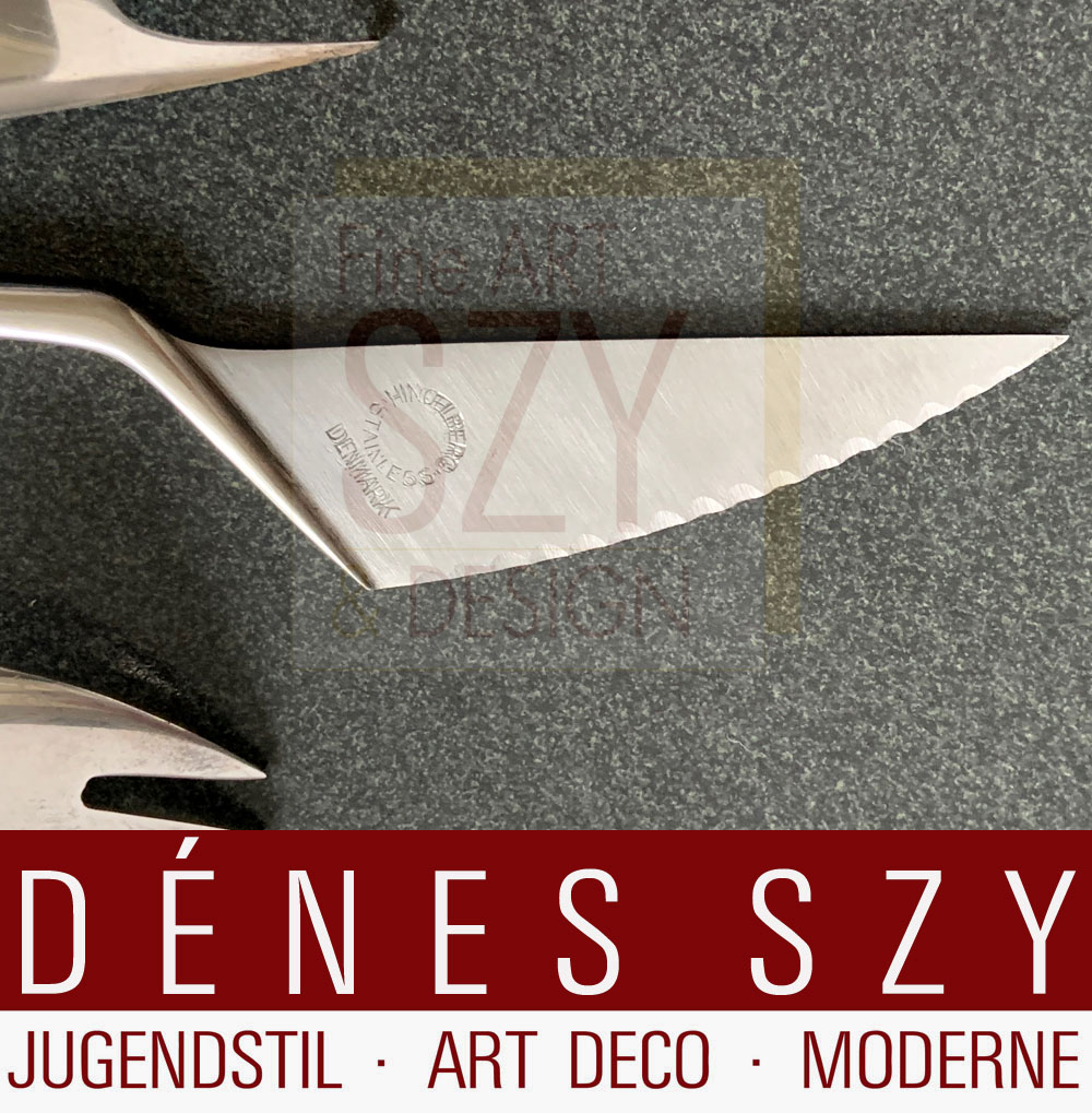 Mid Century modern Set di posate a servire antipasti, Design: Vagn Aage Hemmingsen 1957, Frantz Hingelberg, Kolding Danimarca, Argento 925