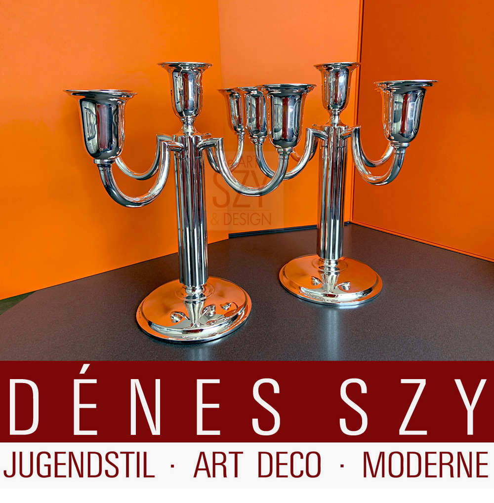 Fünfarmiger Art Deco Silber Tafelleuchter, Ausführung: Gebrüder Friedländer, Berlin um 1910-20, Silber 925