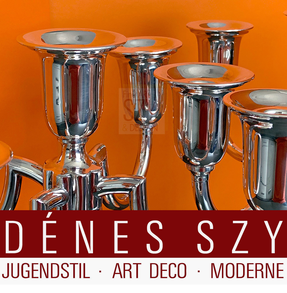 Fünfarmiger Art Deco Silber Tafelleuchter, Ausführung: Gebrüder Friedländer, Berlin um 1910-20, Silber 925