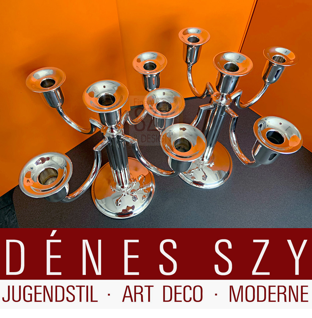 Fünfarmiger Art Deco Silber Tafelleuchter, Ausführung: Gebrüder Friedländer, Berlin um 1910-20, Silber 925