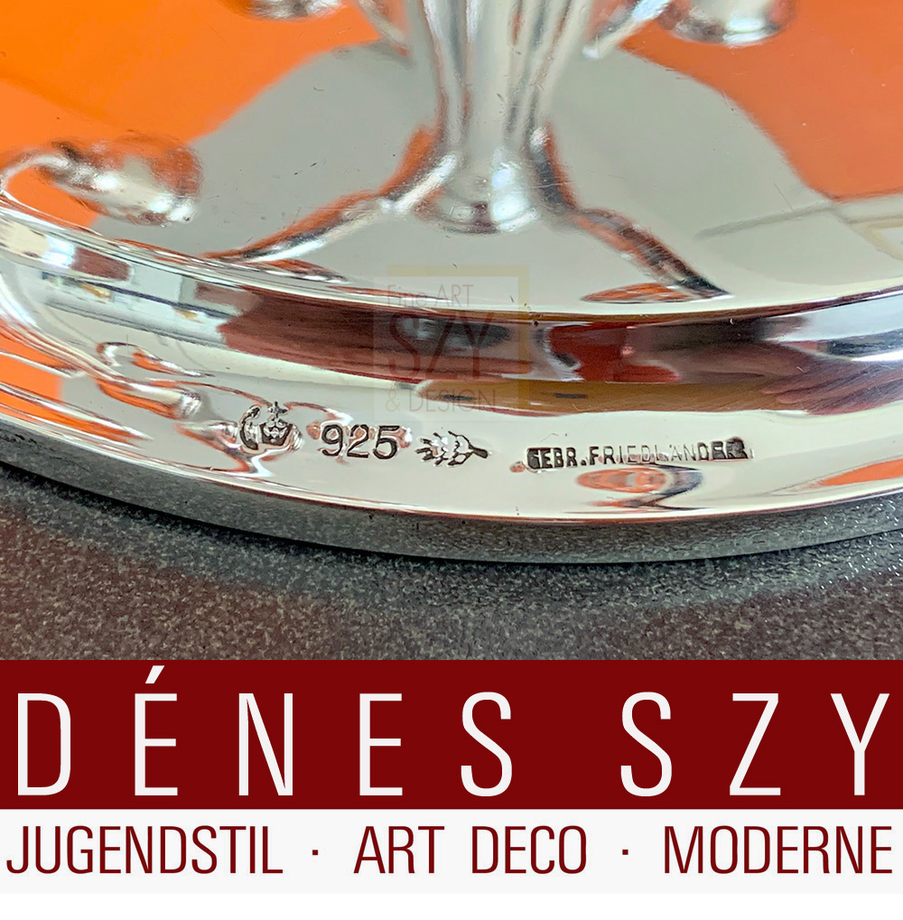 Fünfarmiger Art Deco Silber Tafelleuchter, Ausführung: Gebrüder Friedländer, Berlin um 1910-20, Silber 925