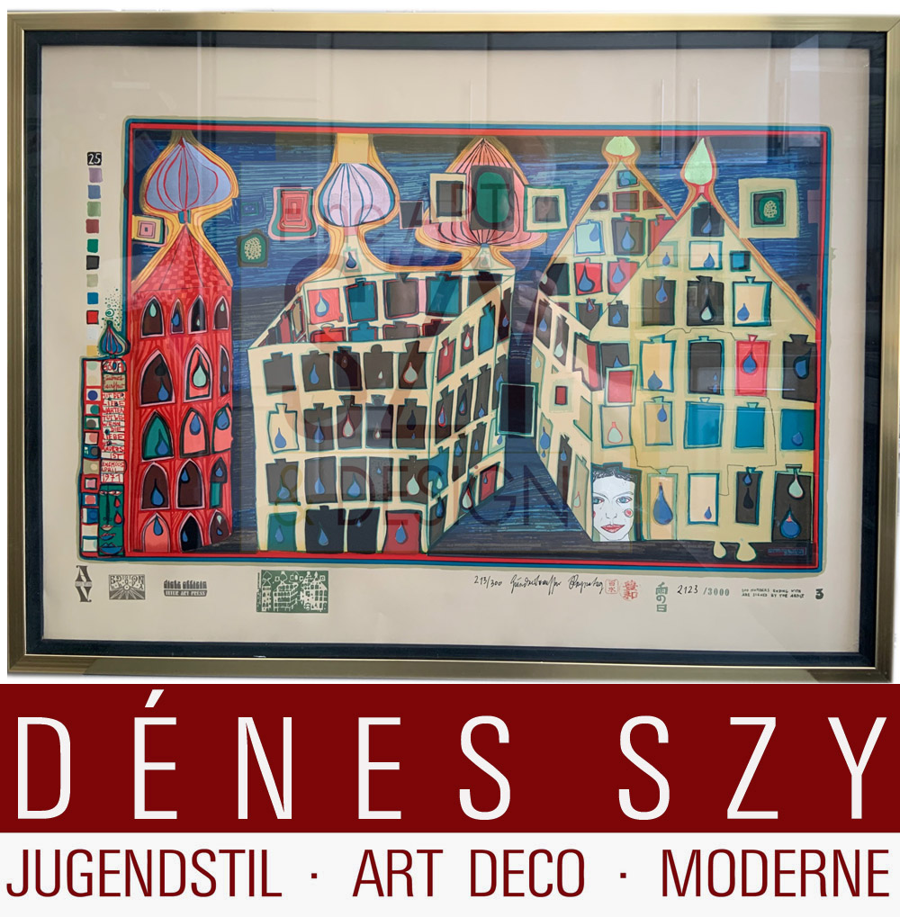 Foglio 3 dal portfolio "Look at it on a rainy day" - Regentag, Serigrafia a colori con goffratura metallica su cartone (di Schoeller-Stern), Firmato e numerato 213/300 e 2123/3000, timbri giapponesi, timbri in rilievo, stampato da Dietz Offizin, Lengmoss 1971, pubblicato da Ars Vita, Zurigo 1972