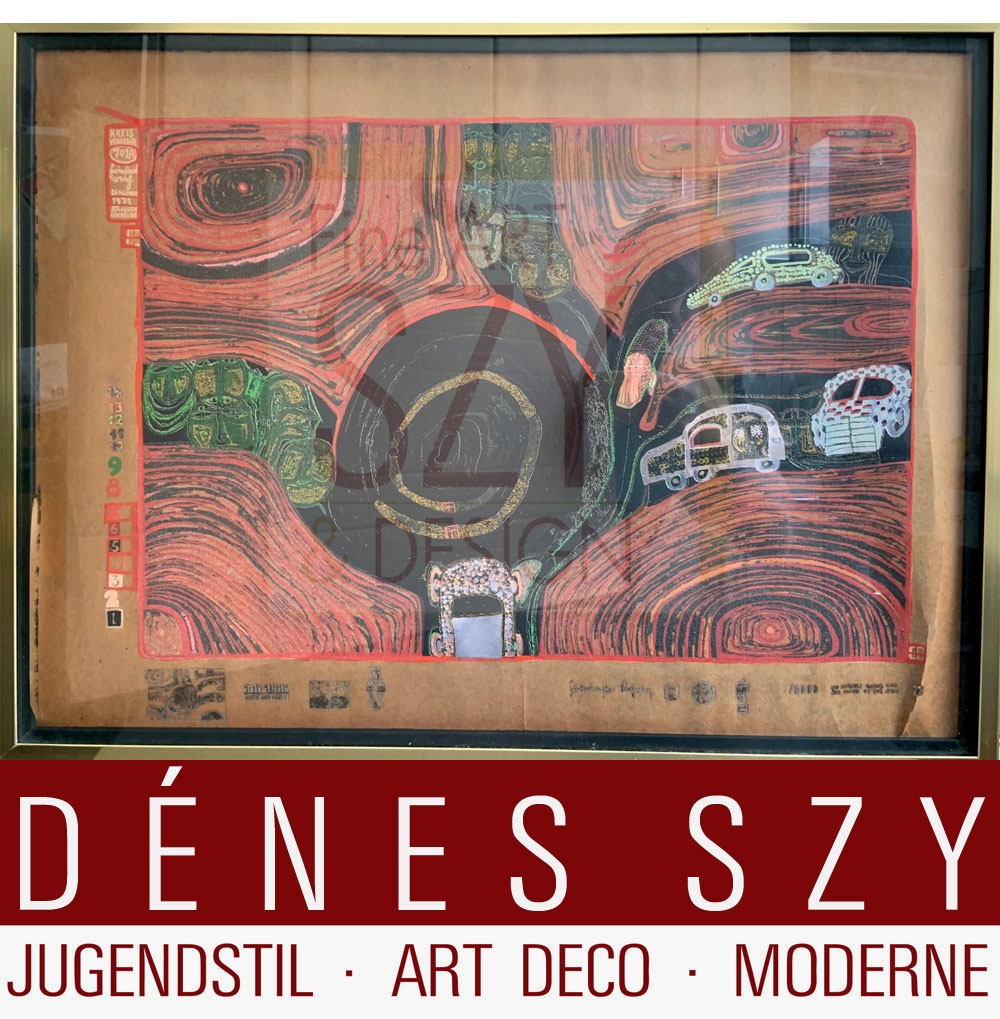 Foglio 10 dal portfolio "Look at it on a rainy day" - "Regentag", Serigrafia a colori con goffratura metallica su cartone (di Schoeller-Stern), Firmato e numerato 2123/3000, timbro giapponese, timbro in rilievo, stampato da Dietz Offizin, Lengmoss 1971, pubblicato da Ars Vita, Zurigo 1972