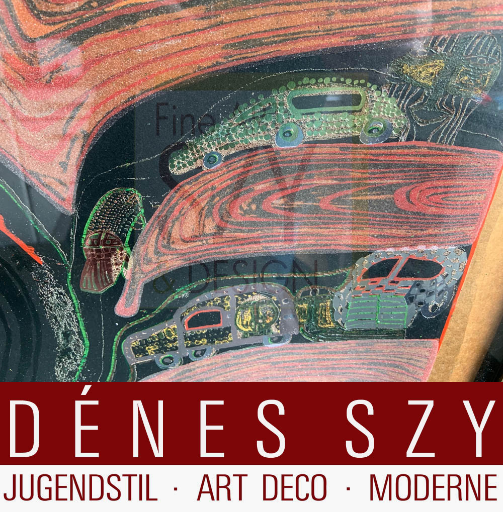 Foglio 10 dal portfolio "Look at it on a rainy day" - "Regentag", Serigrafia a colori con goffratura metallica su cartone (di Schoeller-Stern), Firmato e numerato 2123/3000, timbro giapponese, timbro in rilievo, stampato da Dietz Offizin, Lengmoss 1971, pubblicato da Ars Vita, Zurigo 1972