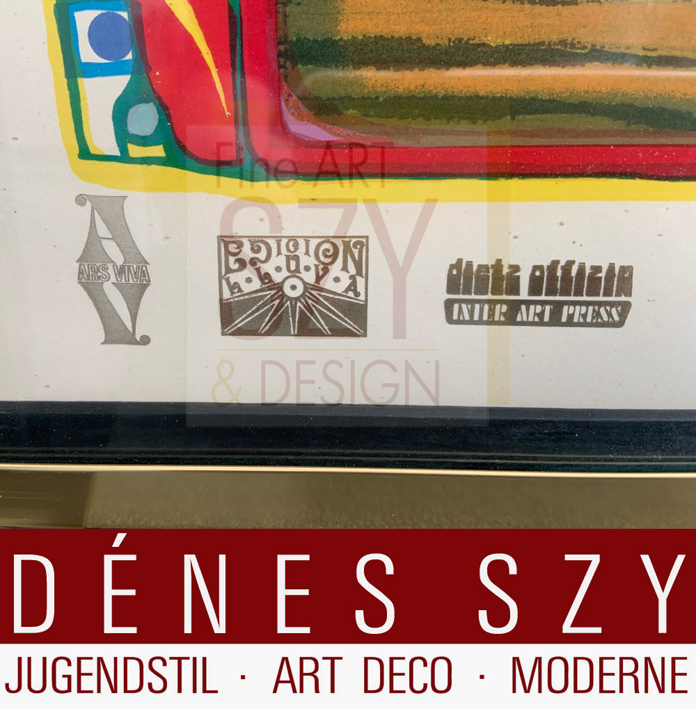 Foglio 4 dal portfolio "Look at it on a rainy day" - "Regentag", Serigrafia a colori con goffratura metallica su cartone (di Schoeller-Stern), Firmato e numerato 2123/3000, timbro giapponese, timbro in rilievo, stampato da Dietz Offizin, Lengmoss 1971, pubblicato da Ars Vita, Zurigo 1972