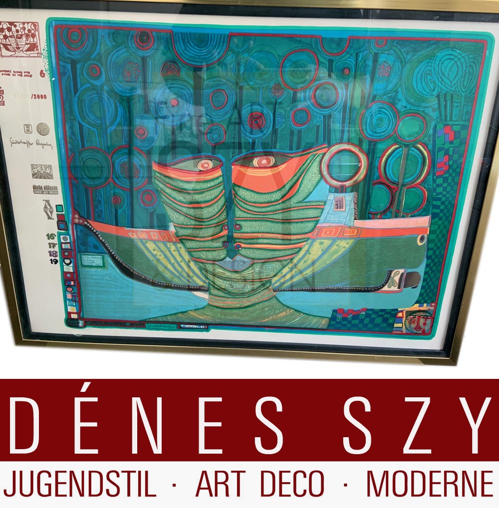 Foglio 6 dal portfolio "Guardalo in una giornata piovosa" - "Regentag", Serigrafia a colori con goffratura metallica su cartone (di Schoeller-Stern), Firmato e numerato 2123/3000, timbro giapponese, timbro in rilievo, stampato da Dietz Offizin, Lengmoss 1971, pubblicato da Ars Vita, Zurigo 1972