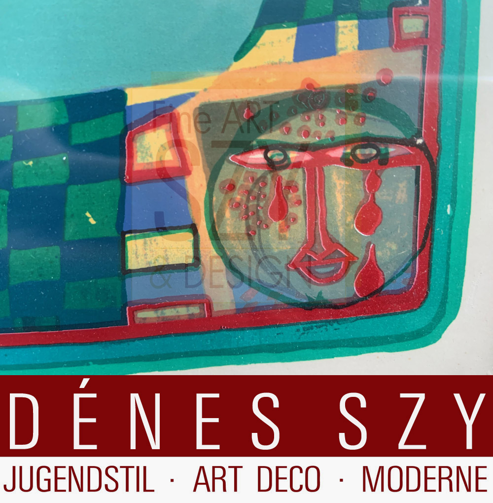 Foglio 6 dal portfolio "Guardalo in una giornata piovosa" - "Regentag", Serigrafia a colori con goffratura metallica su cartone (di Schoeller-Stern), Firmato e numerato 2123/3000, timbro giapponese, timbro in rilievo, stampato da Dietz Offizin, Lengmoss 1971, pubblicato da Ars Vita, Zurigo 1972