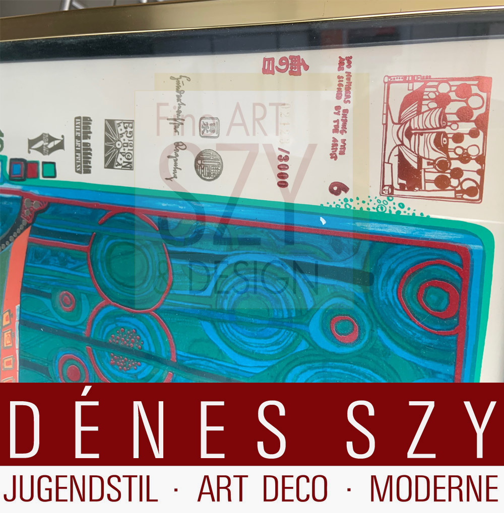 Foglio 6 dal portfolio "Guardalo in una giornata piovosa" - "Regentag", Serigrafia a colori con goffratura metallica su cartone (di Schoeller-Stern), Firmato e numerato 2123/3000, timbro giapponese, timbro in rilievo, stampato da Dietz Offizin, Lengmoss 1971, pubblicato da Ars Vita, Zurigo 1972