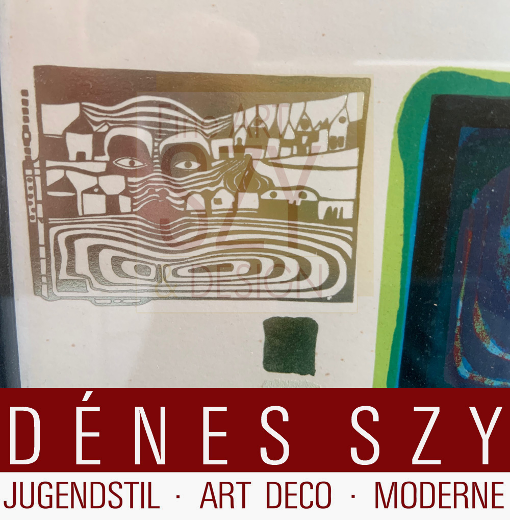 Blatt 7 aus der MaFoglio 7 dal portfolio "Look at it on a rainy day" - "Regentag", Serigrafia a colori con goffratura metallica su cartone (di Schoeller-Stern), Firmato e numerato 2123/3000, timbro giapponese, timbro in rilievo, stampato da Dietz Offizin, Lengmoss 1971, pubblicato da Ars Vita, Zurigo 1972ppe "Look at it on a rainy day" - "Regentag", Farbserigraphie mit Metallprägungen auf Karton (von Schoeller-Stern), Signiert und nummeriert 2123 / 3000, gedruckt von Dietz Offizin, Lengmoss 1971, herausgegeben von Ars Vita, Zürich 1972