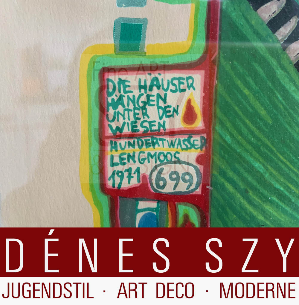 Foglio 9 dal portfolio "Guardalo in una giornata piovosa" - "Regentag", Serigrafia a colori con goffratura metallica su cartone (di Schoeller-Stern), Firmato e numerato 2123/3000, timbro giapponese, timbro in rilievo, stampato da Dietz Offizin, Lengmoss 1971, pubblicato da Ars Vita, Zurigo 1972