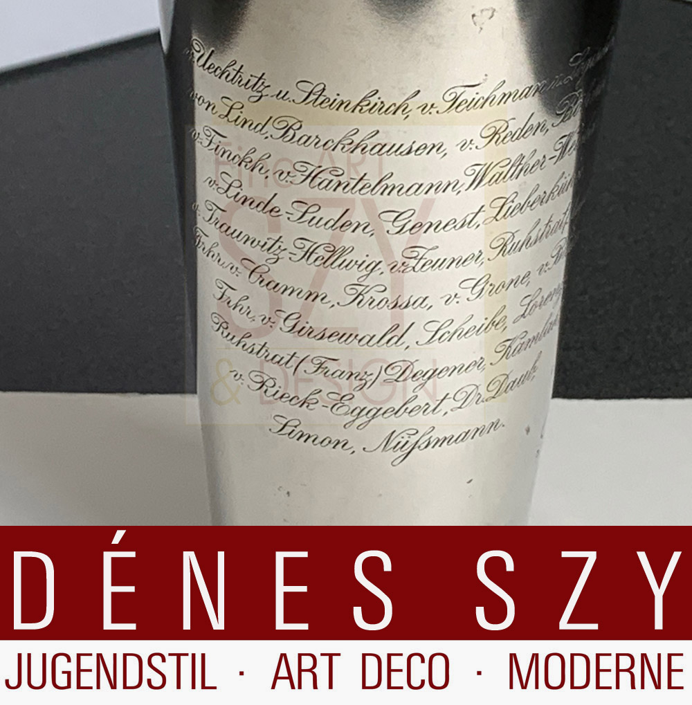 Coppa d'argento degli ussari di Brunswick, coppa del teschio, Punzoni: mezza luna, corona, 800, WTB, Argento 800, Marchio aziendale WTB per Wilhelm Theo Binder, Schwäbisch-Gmünd, Germania meridionale