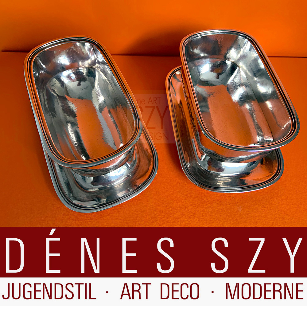 Wollenweber ca.1930, Münchener Paar Saucieren 900er Silber, Handarbeit