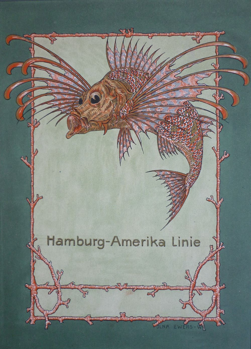 Meissener Jugendstil Porzellan Teller der HAPAG mit Drachenfisch – Bild 6