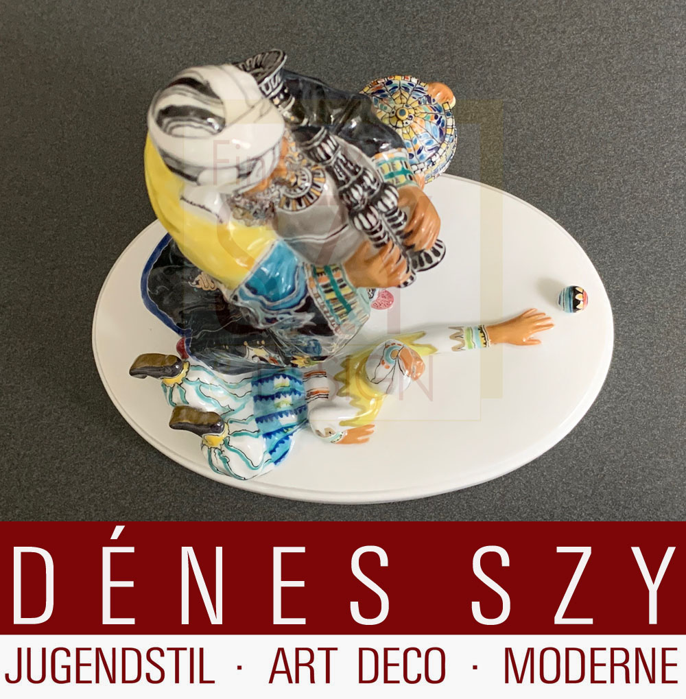 Figura in porcellana Art Nouveau, zampognaro, Figura in porcellana dal corteo indiano, Design: Carl Reschke 1912/13, design del decoro: Getrud Kant circa 1918, Esecuzione: KPM Berlino 1920 (?)