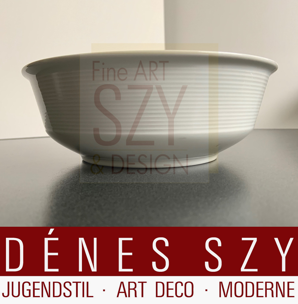 Ciotola da portata rotonda Bauhaus del servizio da tavola in porcellana Halle / Burg Giebichenstein in bianco sporco, Design: Marguerite Friedlaender 1930/31, Esecuzione: StPM Staatliche Porzellan Manufaktur Berlin, Germania