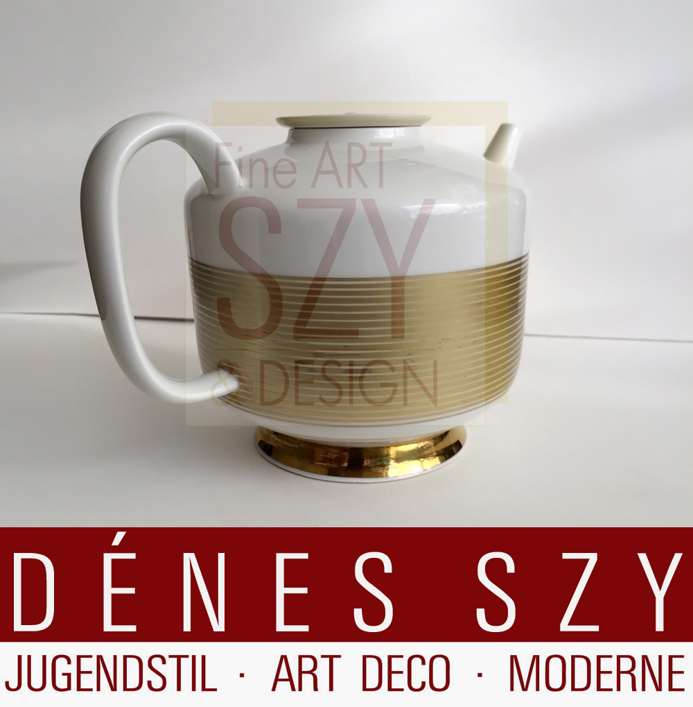 teiera porcellana epoca Bauhaus di KPM Berlino forma HALLE
