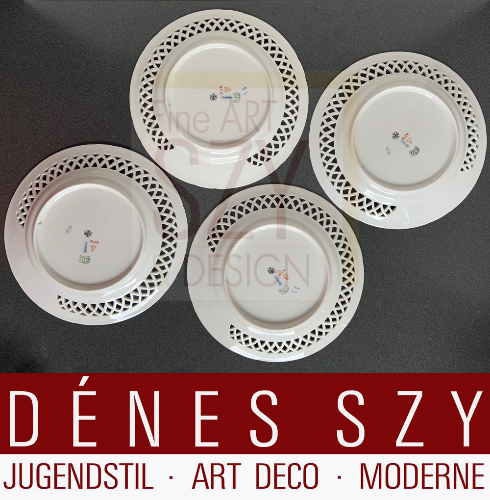 Piatto da dessert con bordo sfondato, dipinto in oro, Design: Theodor H. Schmuz-Baudiss 1912, Modello: Ceres, il servizio Ceres è stato progettato per il 150° anniversario di KPM nel 1913, Esecuzione: Royal KPM Berlin 1914-18, Germania