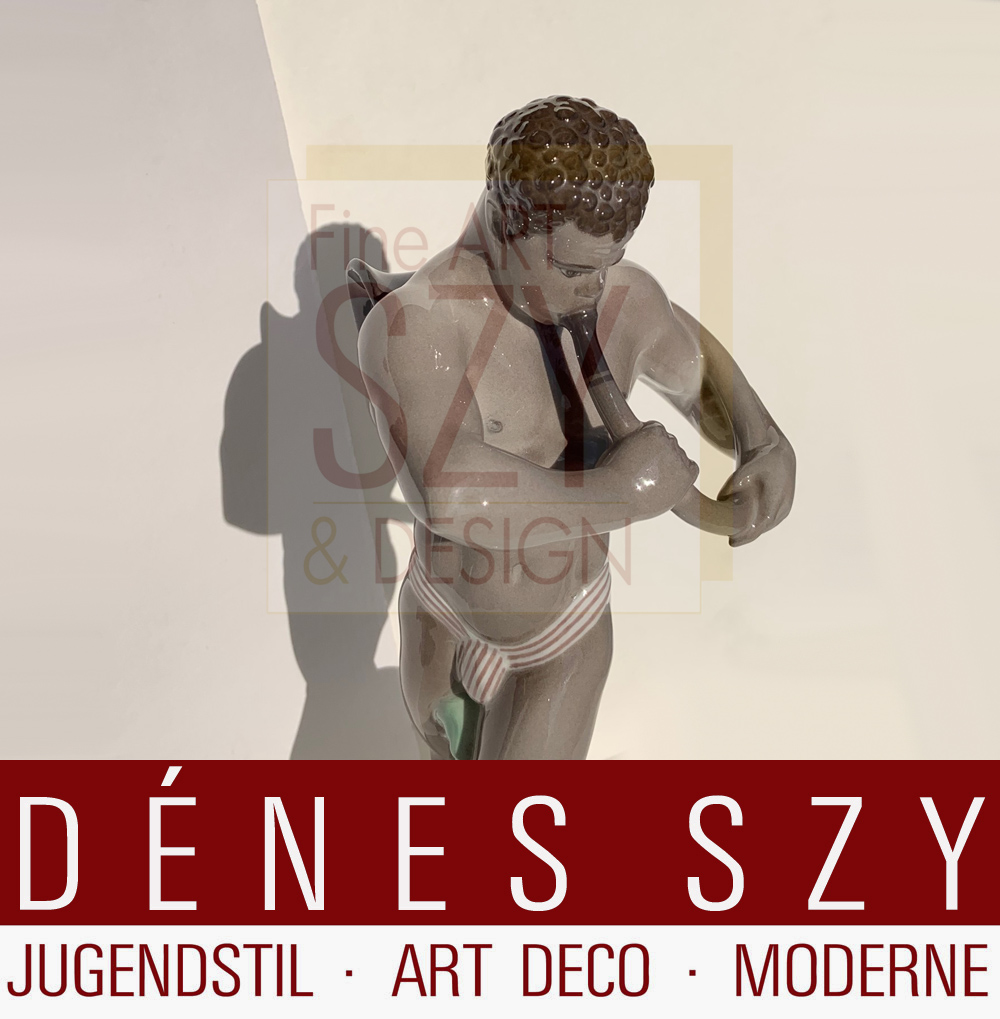 Hochzeitszug KPM Berlin Porzellan Afrikaner mit Waldhorn Adolf Amberg, Entwurf: Adolph Amberg 1910, Staatliche Porzellanmanufaktur Berlin – KPM, Mai 1919