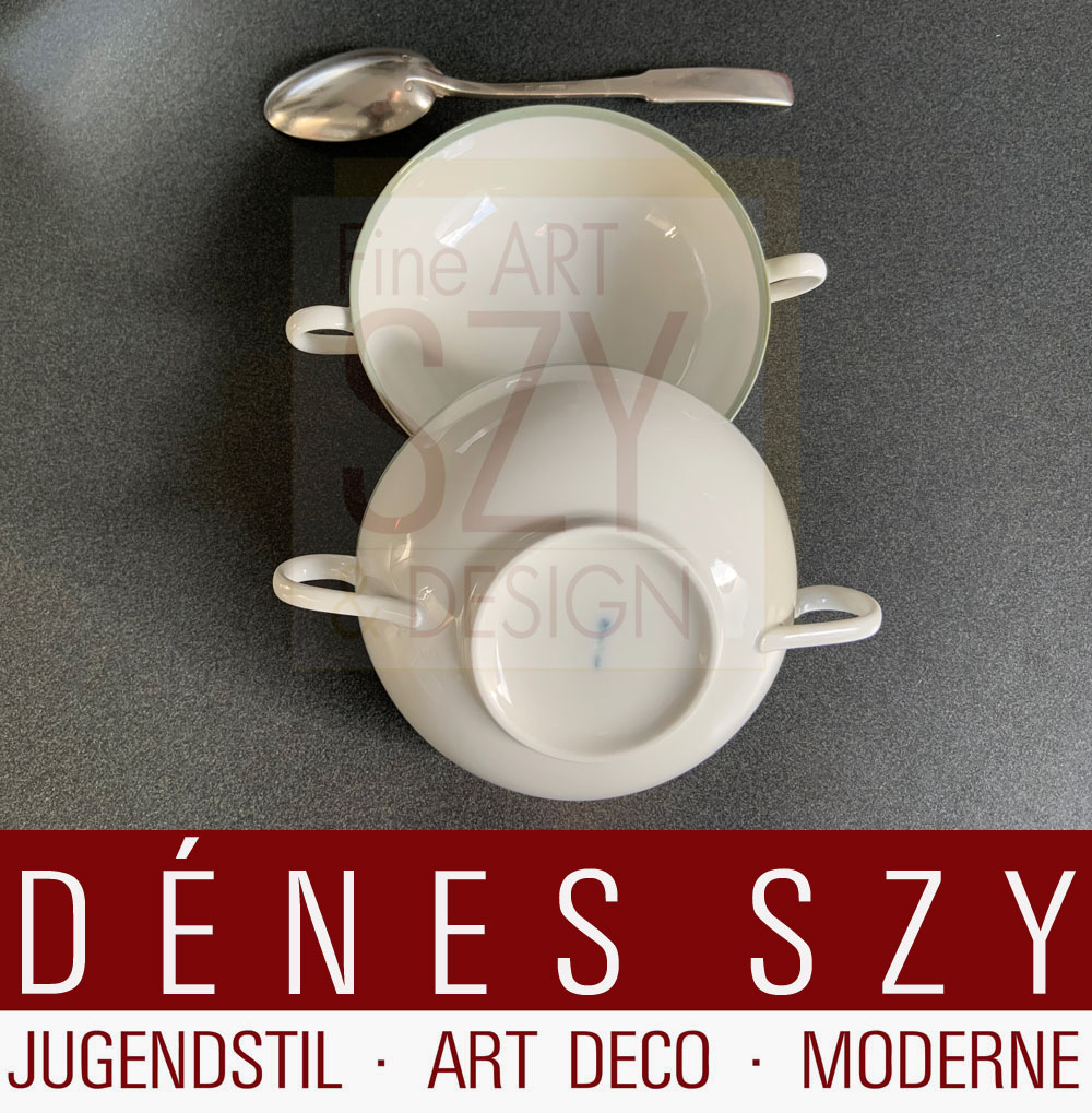 Tazza da minestra, Motivo: Urbino con bordo celadon, Design: Trude Petri 1931, Esecuzione: KPM Berlino, Germania dal 1931