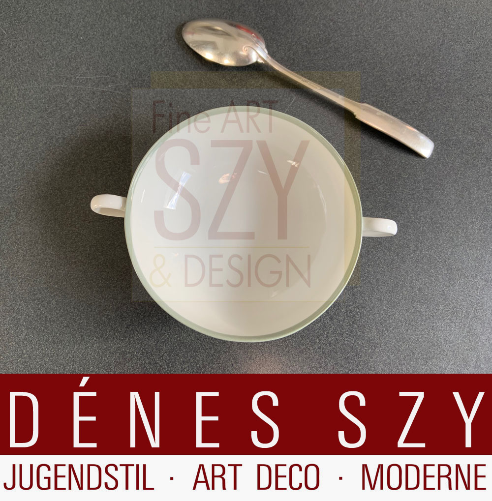 Tazza da minestra, Motivo: Urbino con bordo celadon, Design: Trude Petri 1931, Esecuzione: KPM Berlino, Germania dal 1931