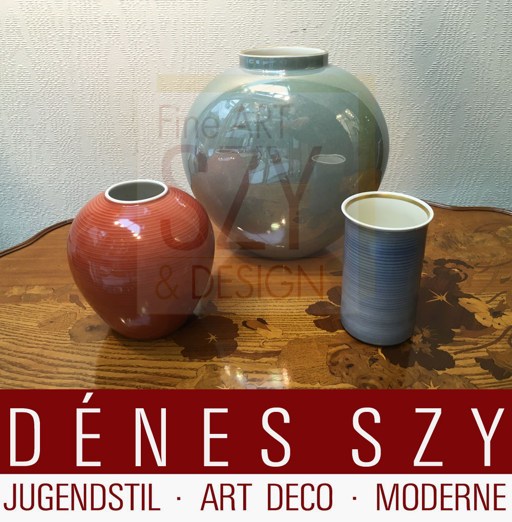 Royal KPM Berlin, porcelain vase, flower mug, cylindrical technical form, functionalism, Blue, Bauhaus, Halle ca.1930 Germany